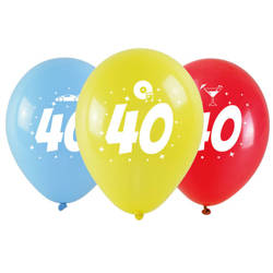 Balony na 40 urodziny kolorowe 3 sztuki KB2013-40-9944