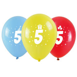 Balony na 5 urodziny kolorowe 3 sztuki KB1948-5-9944