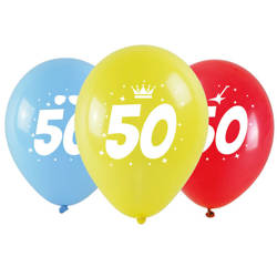 Balony na 50 urodziny kolorowe 3 sztuki KB2020-50-9944