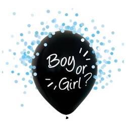 Balony na Baby Shower Boy or Girl z niebieskim konfetti 4 sztuki H12/BGN4