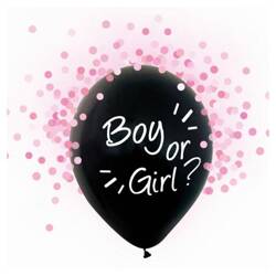 Balony na Baby Shower Boy or Girl z różowym konfetti 4 sztuki H12/BGR4