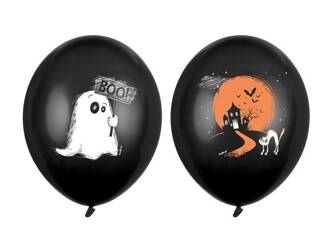 Balony na Halloween Duszek czarne 30cm 50 sztuk SB14P-122-010-50x