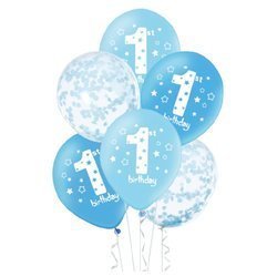 Balony na Roczek niebieskie 6 sztuk 400815