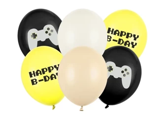Balony na urodziny Happy B-day, mix  6 sztuk  SB14P-336-000-6