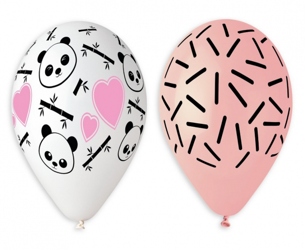 Balony na urodziny Panda Serduszka 30cm 5szt GS120/PDS