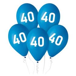 Balony niebieskie na 40 urodziny 30cm 5 sztuk GZ-40N5
