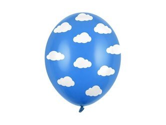 Balony niebieskie w białe chmurki 30cm 50 sztuk SB14P-230-001-50x