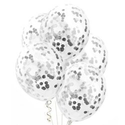 Balony przezroczyste ze srebrnym konfetti 30cm 100 sztuk 400426-100x