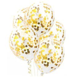Balony przezroczyste ze złotym konfetti 30cm 100 sztuk 400425-100x