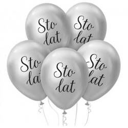 Balony srebrne platynowe Sto Lat na urodziny 30cm 5 sztuk GZ-SSL5