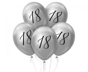 Balony srebrne platynowe na 18 urodziny 30cm 5 sztuk GZ-S185