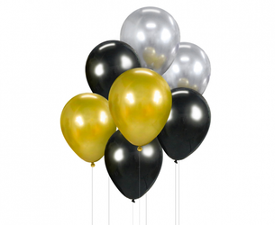 Balony urodzinowe złoto czarne 30cm 7 sztuk BB-ZSC7