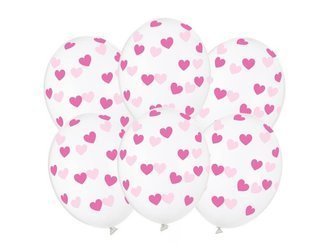 Balony w fuksjowe serduszka 30cm 6 sztuk SB14C-228-099M-6