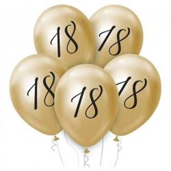 Balony złote platynowe na 18 urodziny 30cm 5 sztuk GZ-Z185