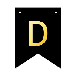 Baner czarny ze złotą literą flagi literka D 16cm 1szt 141687