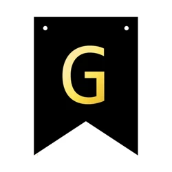 Baner czarny ze złotą literą flagi literka G 16cm 1szt 141724