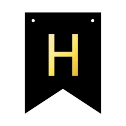 Baner czarny ze złotą literą flagi literka H 16cm 1szt 141731