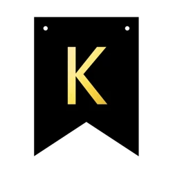 Baner czarny ze złotą literą flagi literka K 16cm 1szt 141762