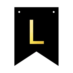 Baner czarny ze złotą literą flagi literka L 16cm 1szt 141779