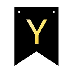 Baner czarny ze złotą literą flagi literka Y 16cm 1szt 141595