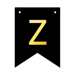 Baner czarny ze złotą literą flagi literka Z 16cm 1szt 141588