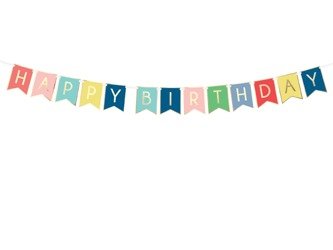 Baner na urodziny Happy Birthday mix kolorów 175cm 1szt. GRL56