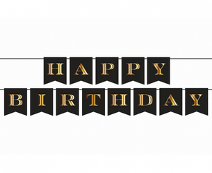 Baner urodzinowy Happy Birthday czarny 250cm 1szt PF-GBGP