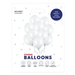 Białe balony pastelowe 27cm 10 sztuk SB12P-008-10x