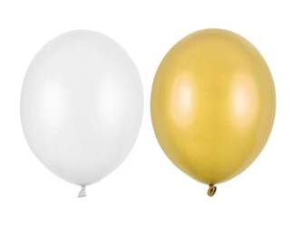 Białe i złote balony metaliczne 27cm 100 sztuk BALONY-4