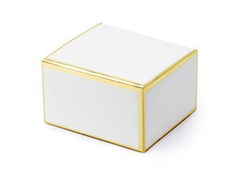 Białe pudełeczka dla gości ze złotymi brzegami 10 sztuk PUDP29-008-019M