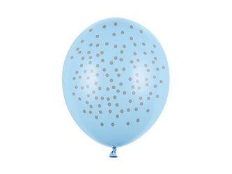 Błękitne balony w srebrne kropki 30cm 50 sztuk SB14P-208-011S-50x