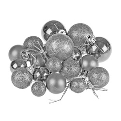 Bombki choinkowe dekorowane srebrne BN6431SRE-7598