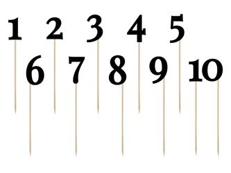 Dekoracyjne numery cyfry na patyczku czarne 11 sztuk KPZ1-010