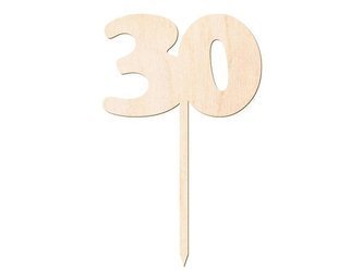 Drewniany topper na tort cyfra 30 Urodziny DTU-30-DR
