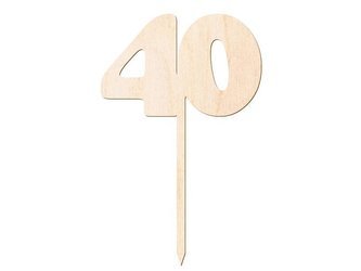 Drewniany topper na tort cyfra 40 Urodziny DTU-40-DR