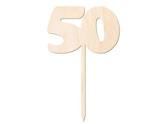 Drewniany topper na tort cyfra 50 Urodziny DTU-50-DR