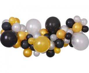 Girlanda balonowa Srebrno-złoto-czarna DIY 031379