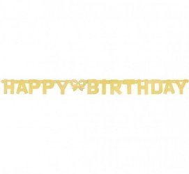 Girlanda brokatowa Happy Birthday złota 160cm 1szt. PF-GBHBZ
