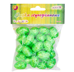 Jajka styropianowe brokatowe zielone dekoracja na Wielkanoc 25 sztuk WPJ-5755-ZIELONE