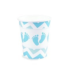 Kubeczki papierowe Baby Shower Stópki niebieskie 200ml 510629 6 sztuk