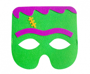 Maska filcowa zielony potwór na Halloween 18x17cm 1szt YH-MFZP
