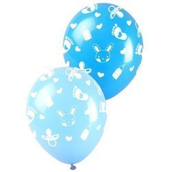 Niebieskie balony na Baby Shower dla chłopca 5 sztuk K2701
