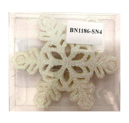 Ozdoba choinkowa śnieżynka brokatowa biała 10 cm 6szt BN1186-SN4