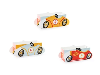 Pudełka na popcorn słodycze przekąski Samochody wyścigowe 3 sztuki FNS7