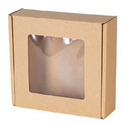 Pudełko na prezenty z okienkiem 13x13x4cm 1 sztuka BOX2458