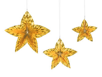 Rozety dekoracyjne gwiazdy złote 3 sztuki RPK24-019