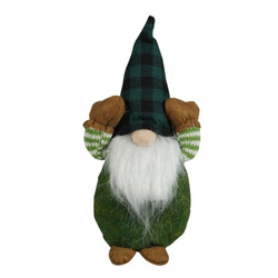 Skrzat świąteczny krasnal w kraciastej czapce zielony 21cm 1 sztuka BN0278ZIE-0254