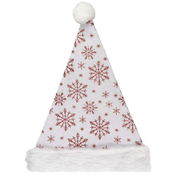 Świąteczna czapka Mikołaja biała w śnieżynki 1 sztuka SM2587-ŚNIEŻYNKI
