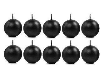 Świece kule czarne metalizowane 6cm 10 sztuk SKUMET60-010-10x
