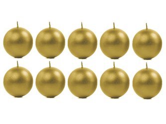 Świece kule złote 6cm metaliczne 10 sztuk SKUMET60-019-10x